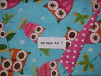 The Diaper Clutch - Aqua Owls