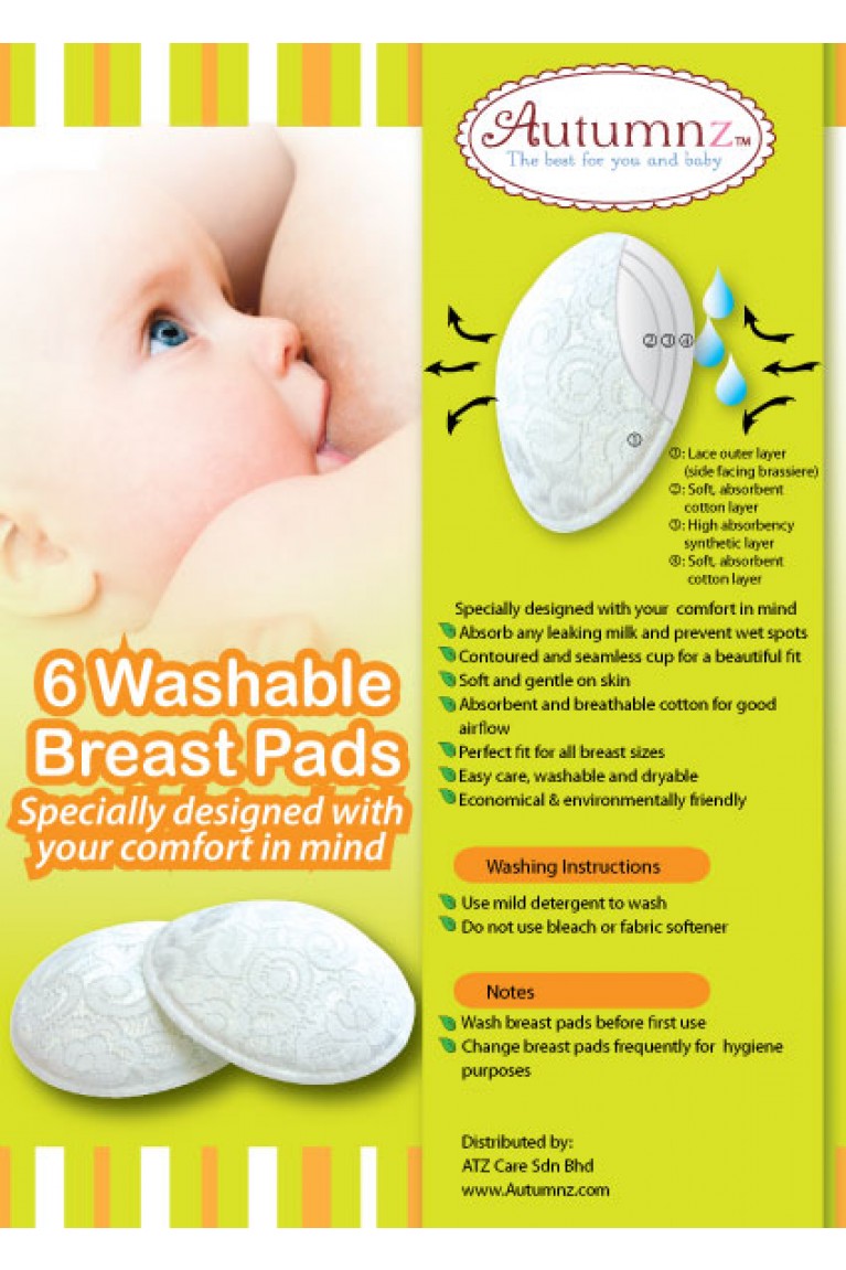 Autumnz - Washable Breast Pads (Maroon Lace) - 6 pcs